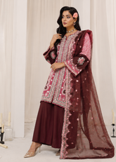 Ethnic Inspired Embroidered Kaftan Shirt with Wide-Leg Trousers