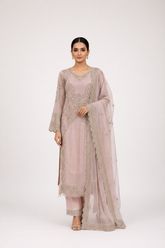 Blush Embroidered Organza Three-Piece Suit