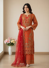 Zarmina Sunset Embroidered Organza Three-Piece Suit