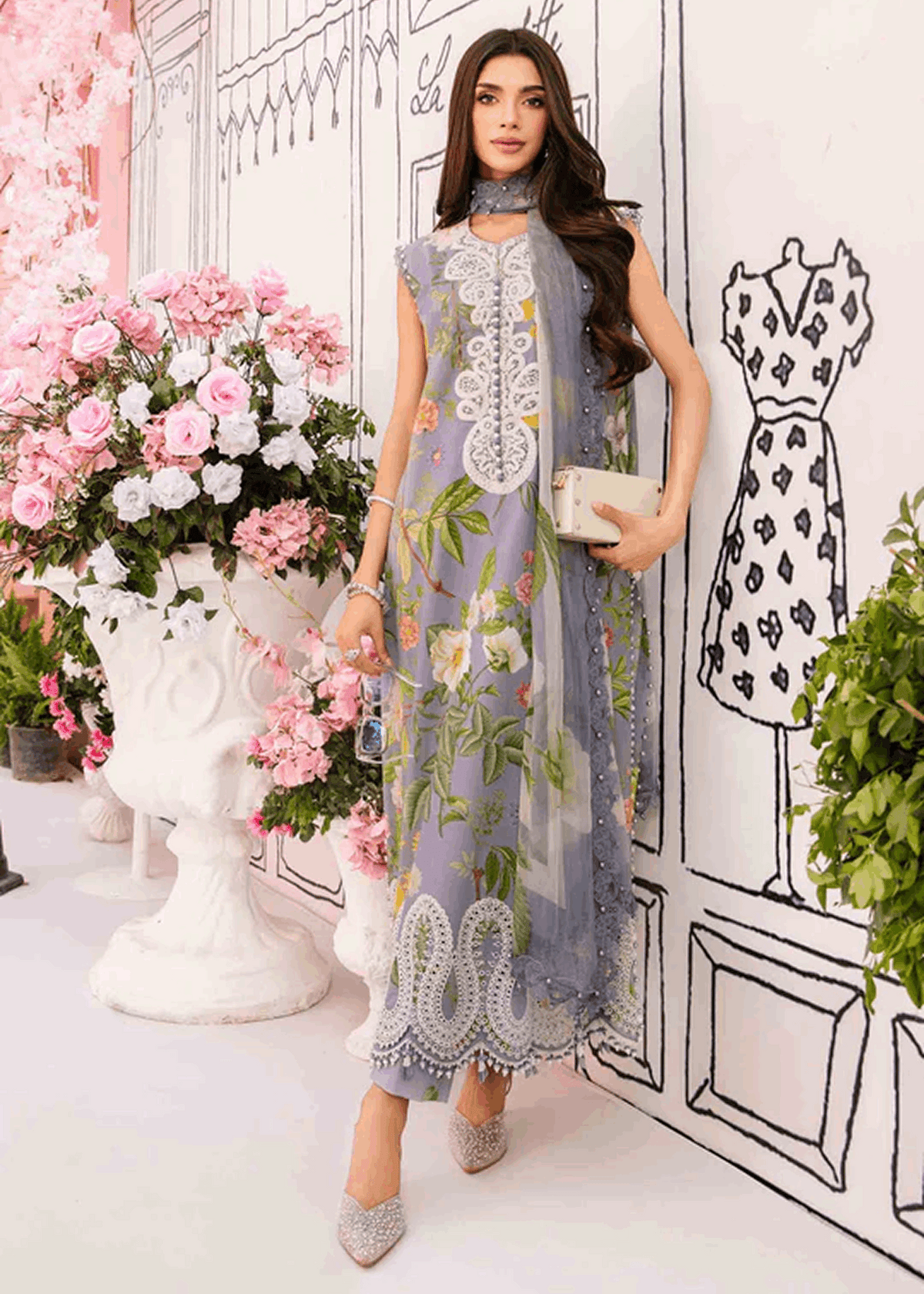 M.Prints | Stitched Embroidered Lawn Suit | MPT-4A