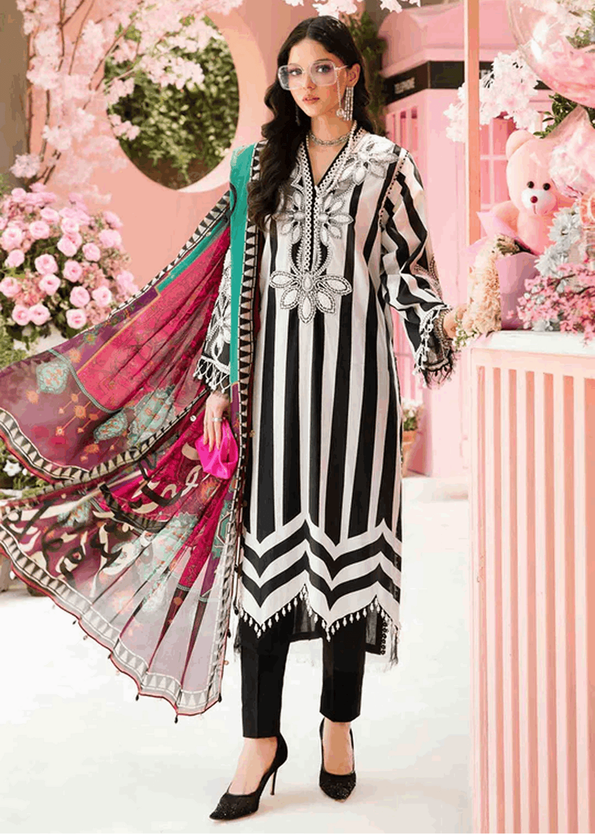 M.Prints | Stitched Embroidered Lawn Suit | MPT-9B