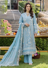 ESHAISHA | Stitched Luxury Lawn Suit | Elegant Sky