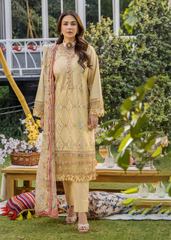 ESHAISHA | Stitched Luxury Lawn Suit | Golden Petals