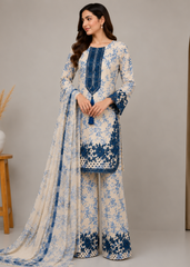Premium Printed 3 Piece Lawn Suit with Embroidered Neck & Dupatta