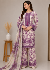 Premium Printed 3 Piece Lawn Suit with Embroidered Neck & Dupatta