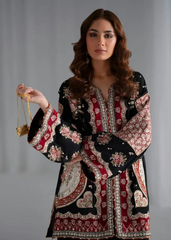 Ethnic Inspired Embroidered Kaftan Shirt with Wide-Leg Trousers