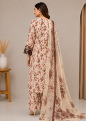 Premium Printed 3 Piece Lawn Suit with Embroidered Neck & Dupatta