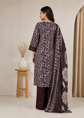 Printed Viscose Suit with Embroidered Hem & Woven Dupatta — 3-Piece Set