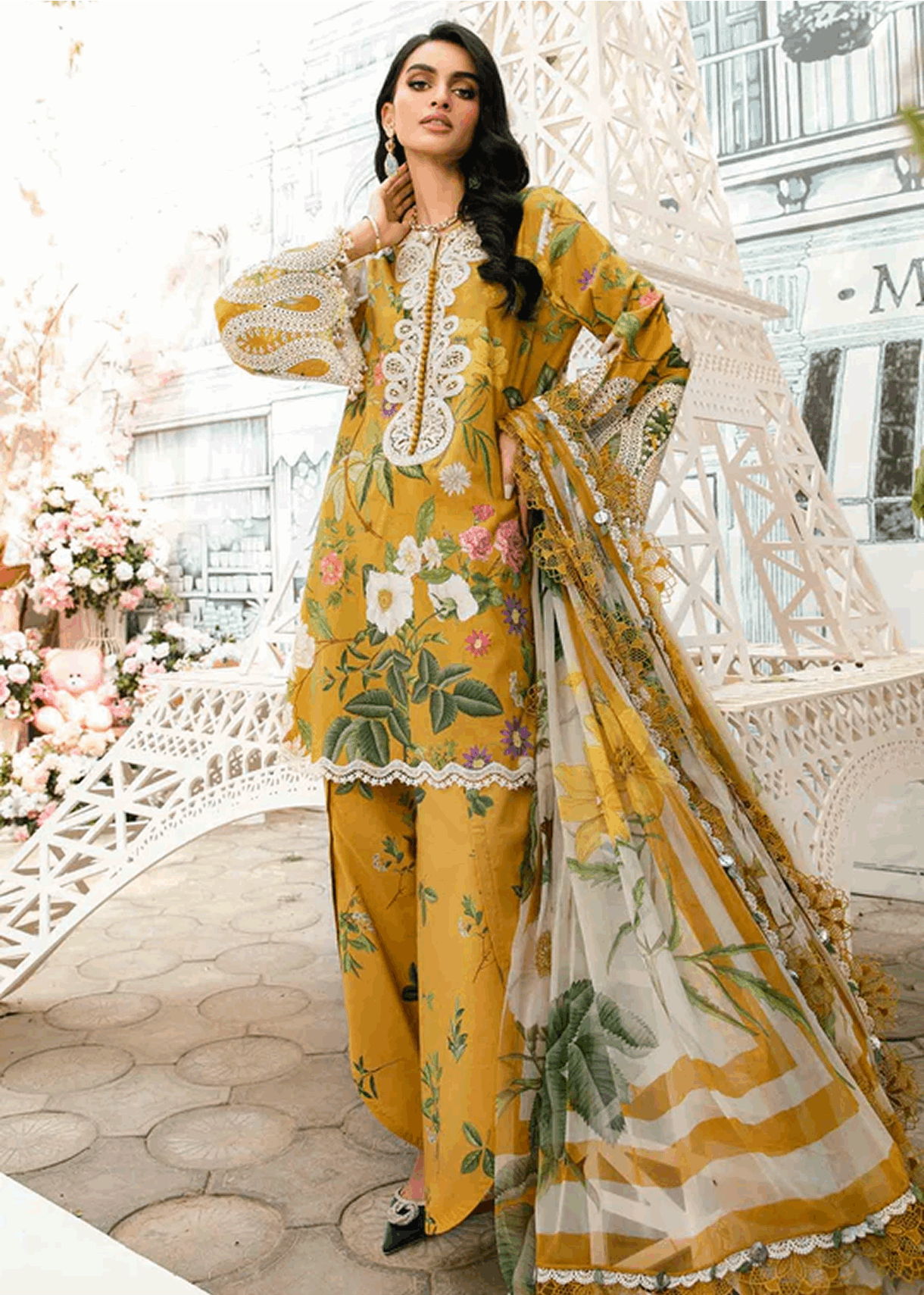 Maria.B | Unstitched Embroidered Lawn Suit | MPT-4B