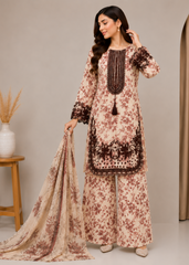 Premium Printed 3 Piece Lawn Suit with Embroidered Neck & Dupatta