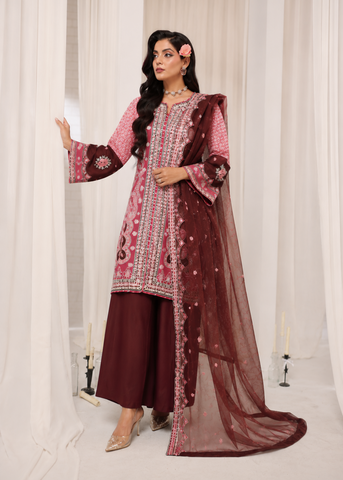 Ethnic Inspired Embroidered Kaftan Shirt with Wide-Leg Trousers