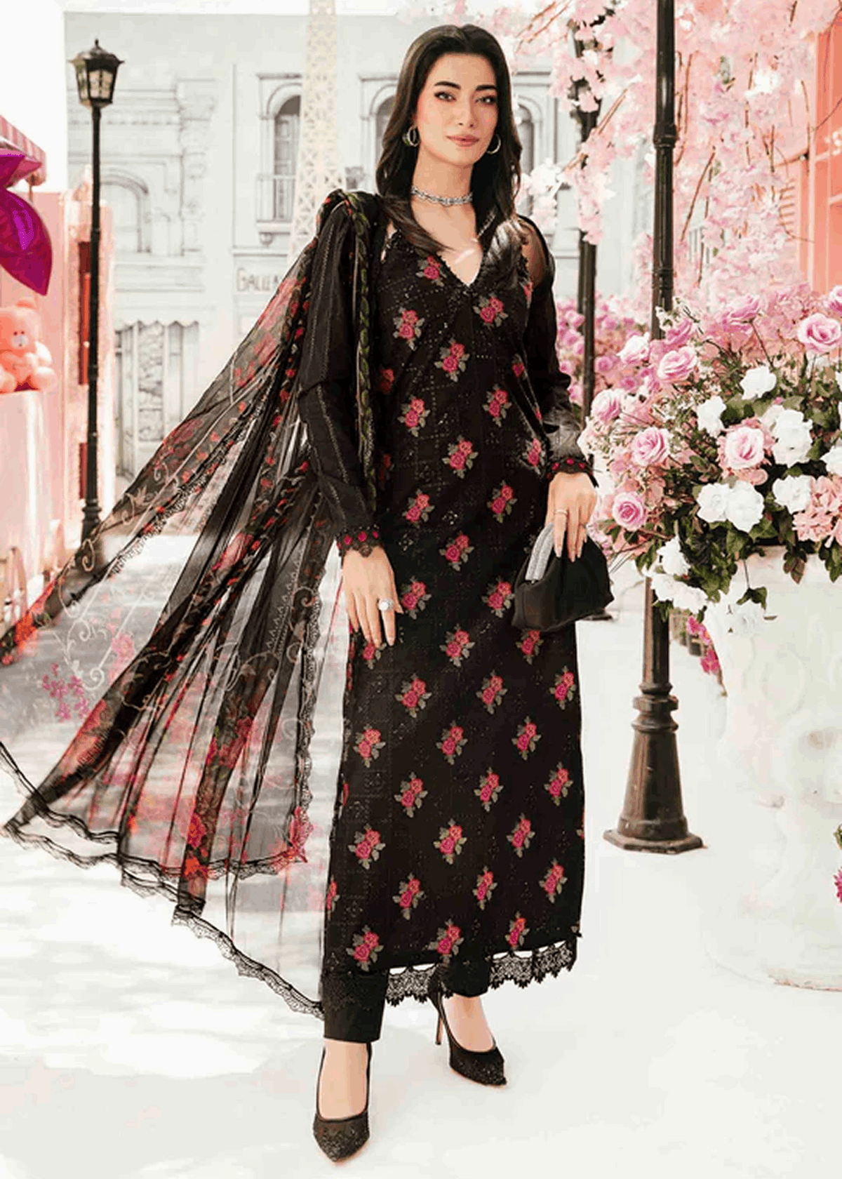 Maria.B | Unstitched Embroidered Lawn Suit | MPT-1B