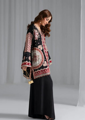Ethnic Inspired Embroidered Kaftan Shirt with Wide-Leg Trousers