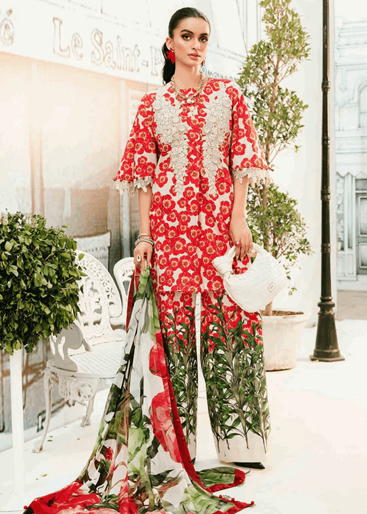 Maria.B | Unstitched Embroidered Lawn Suit | MPT-6B