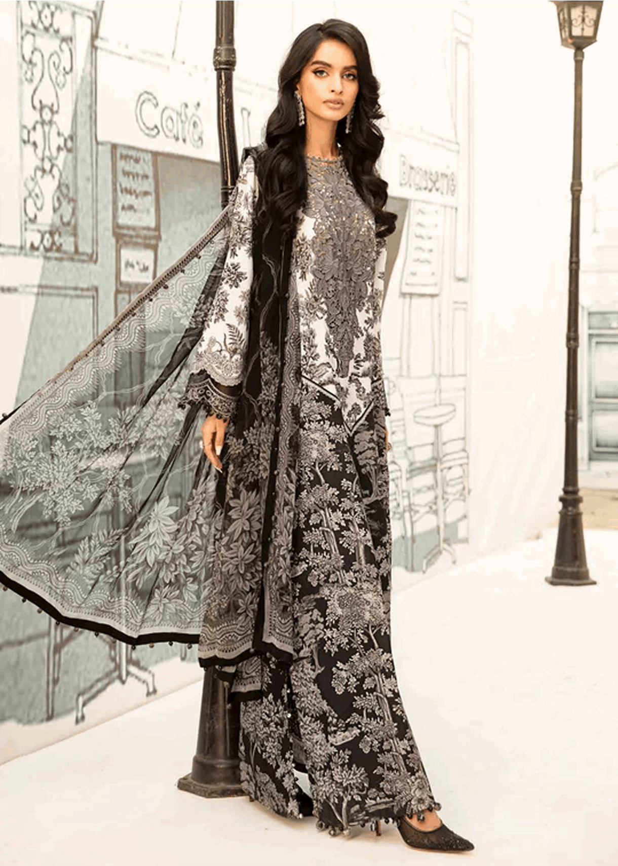 Maria.B | Unstitched Embroidered Lawn Suit | MPT-8B