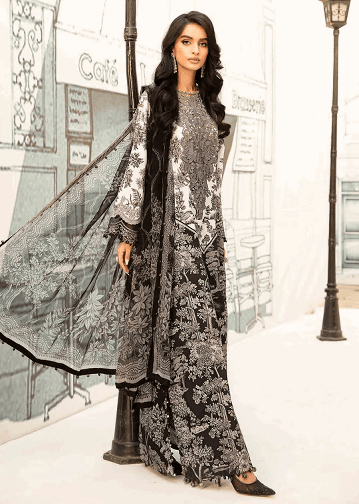 Maria.B | Unstitched Embroidered Lawn Suit | MPT-8B