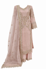 Blush Embroidered Organza Three-Piece Suit