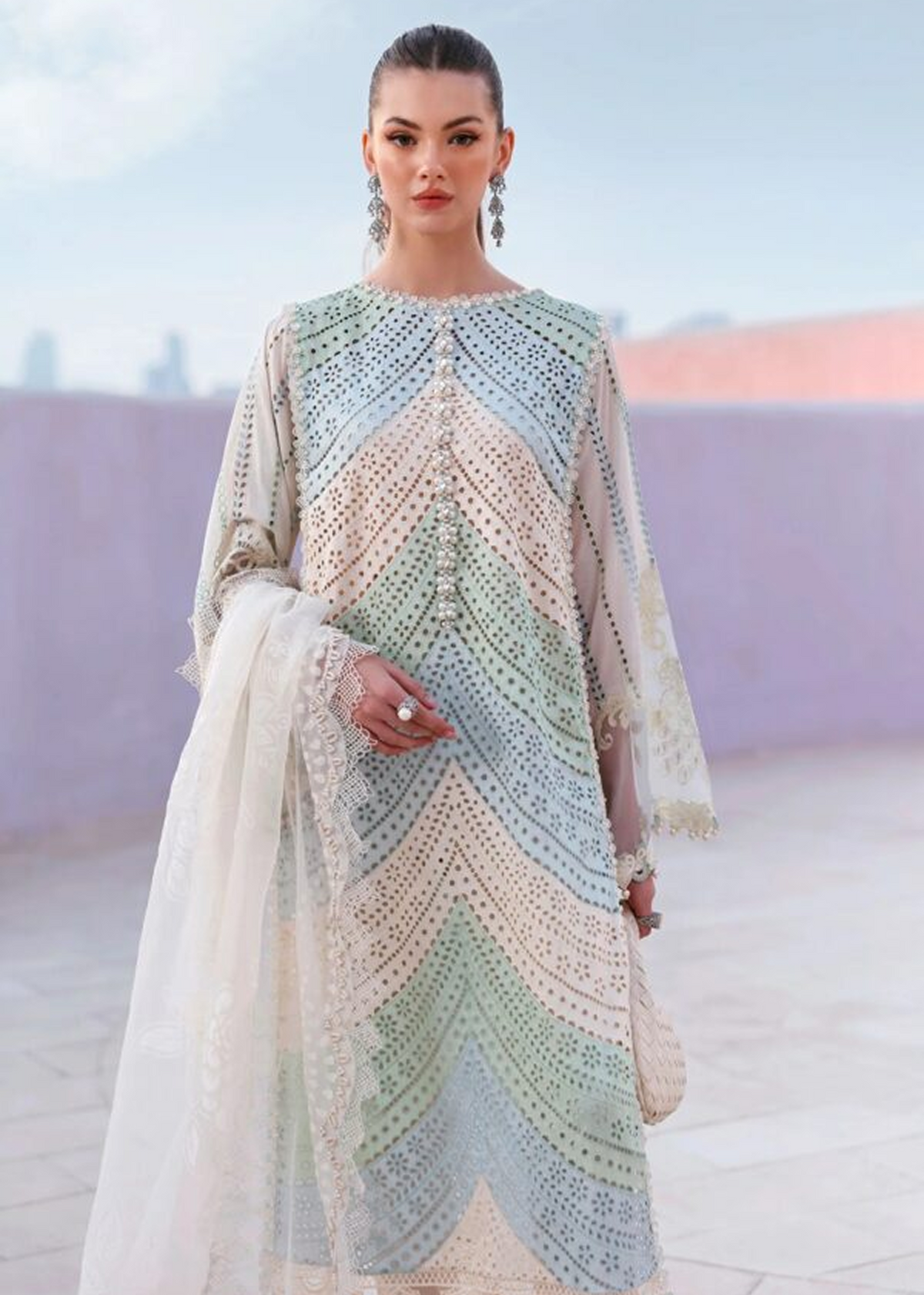 Maria B Luxury Lawn Design 12A | Premium Tailor Stitched 3 Piece Suit