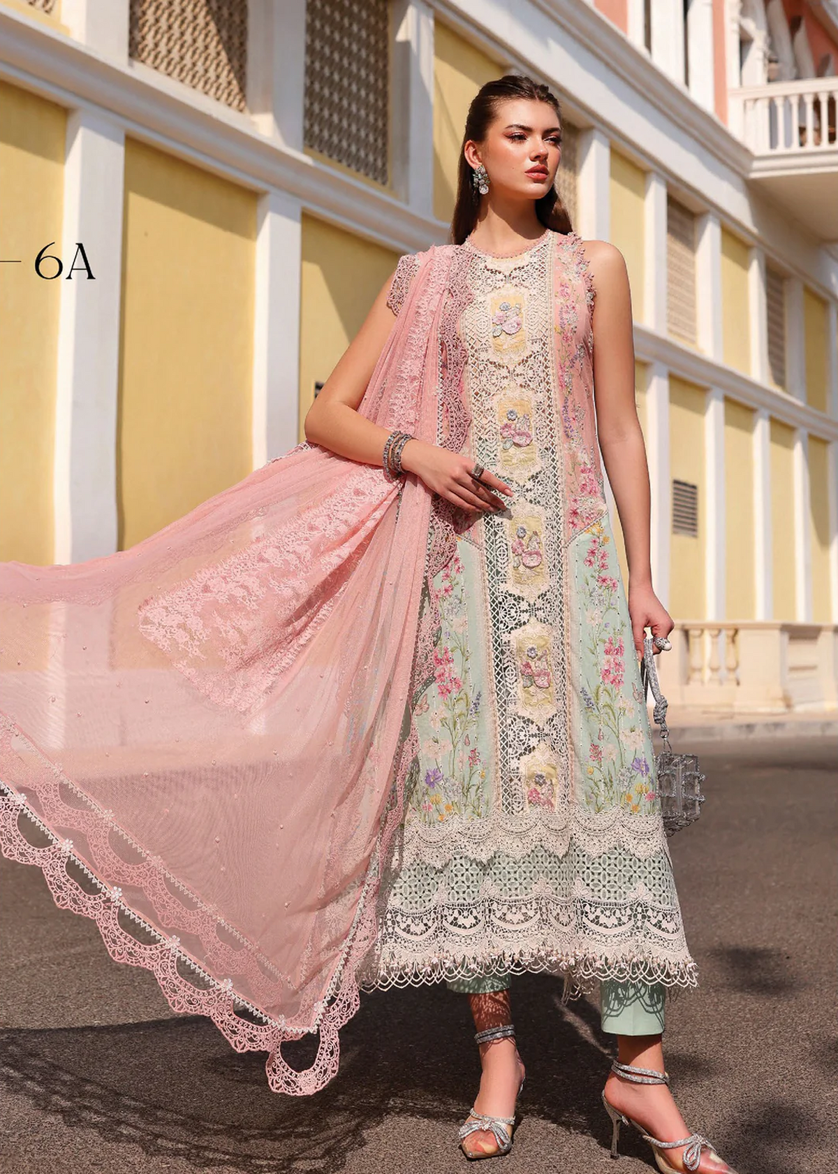 Maria B Luxury Lawn Design 6A | Premium Tailor Stitched 3 Piece Suit