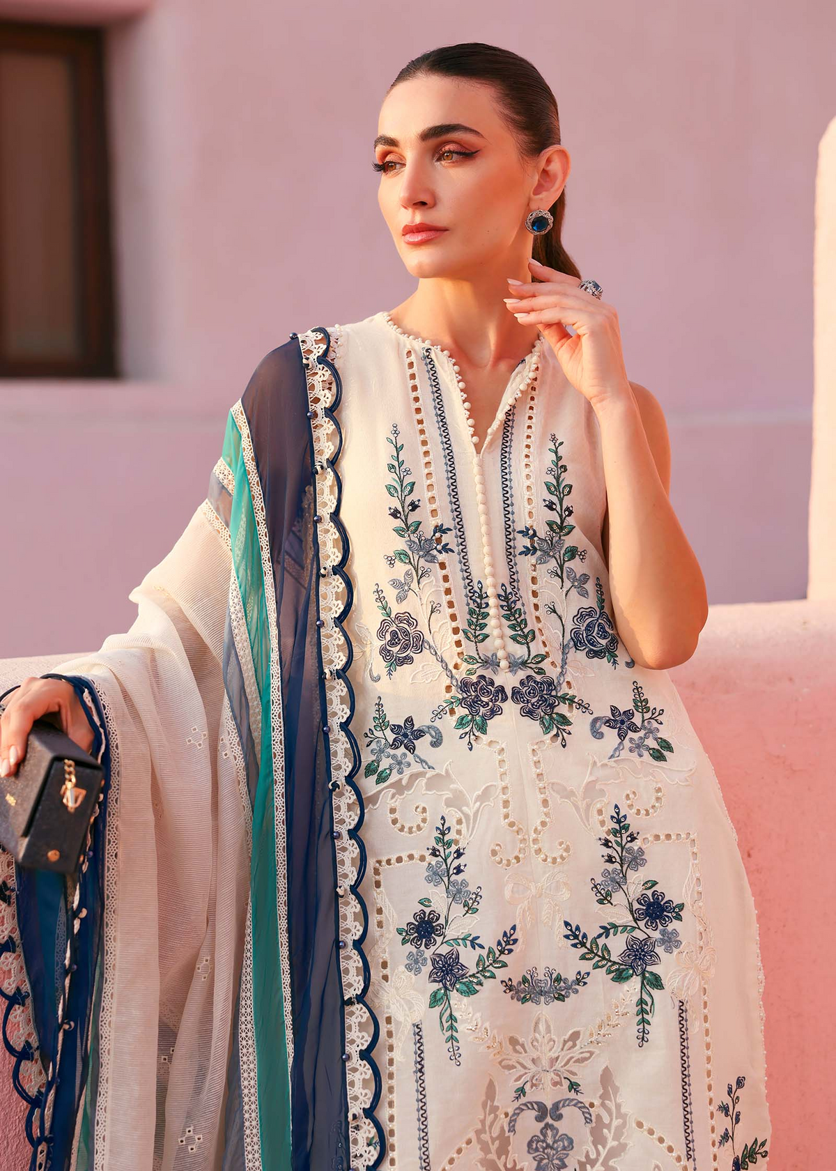 Maria B Luxury Lawn Design 9B | Premium Tailor Stitched 3 Piece Suit