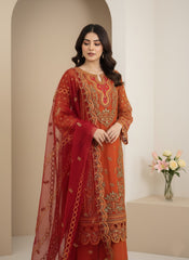 Zarmina Sunset Embroidered Organza Three-Piece Suit