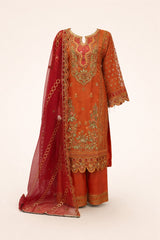 Zarmina Sunset Embroidered Organza Three-Piece Suit