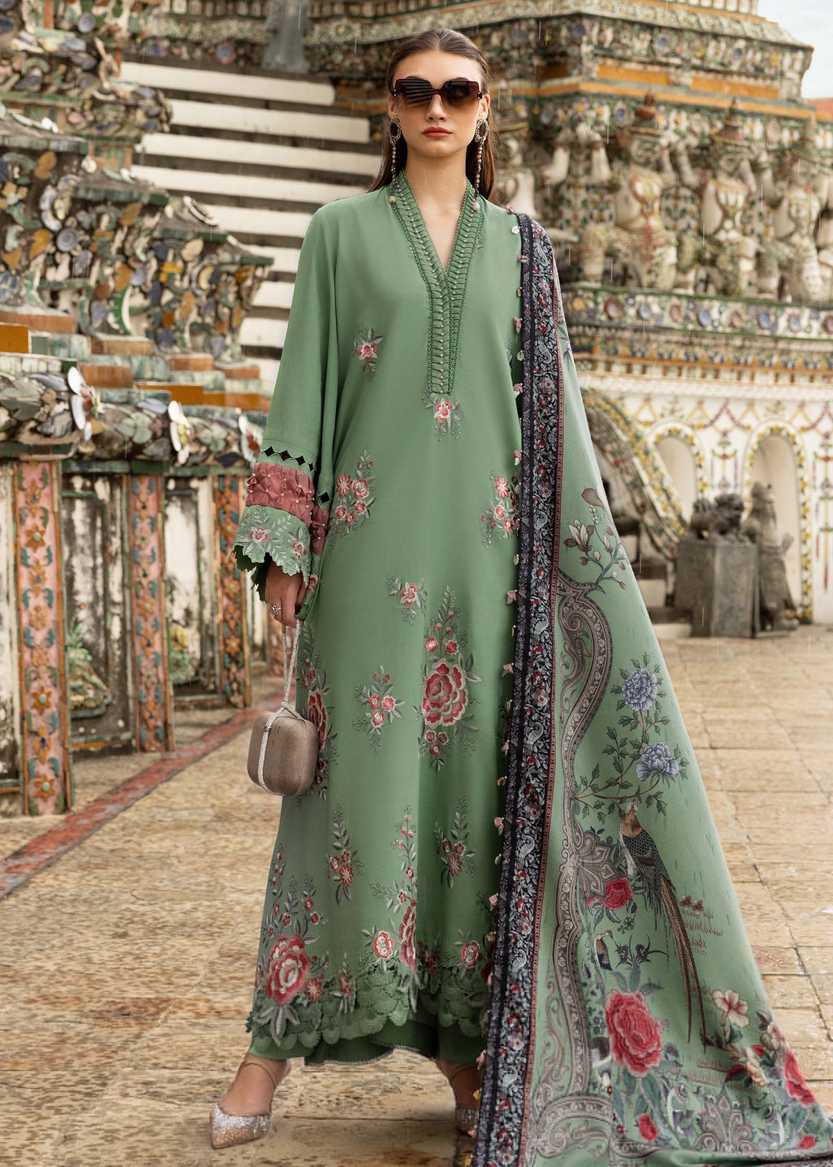 3 Piece Unstitched Embroidered Twill Linen Suit | MPT-2808-A