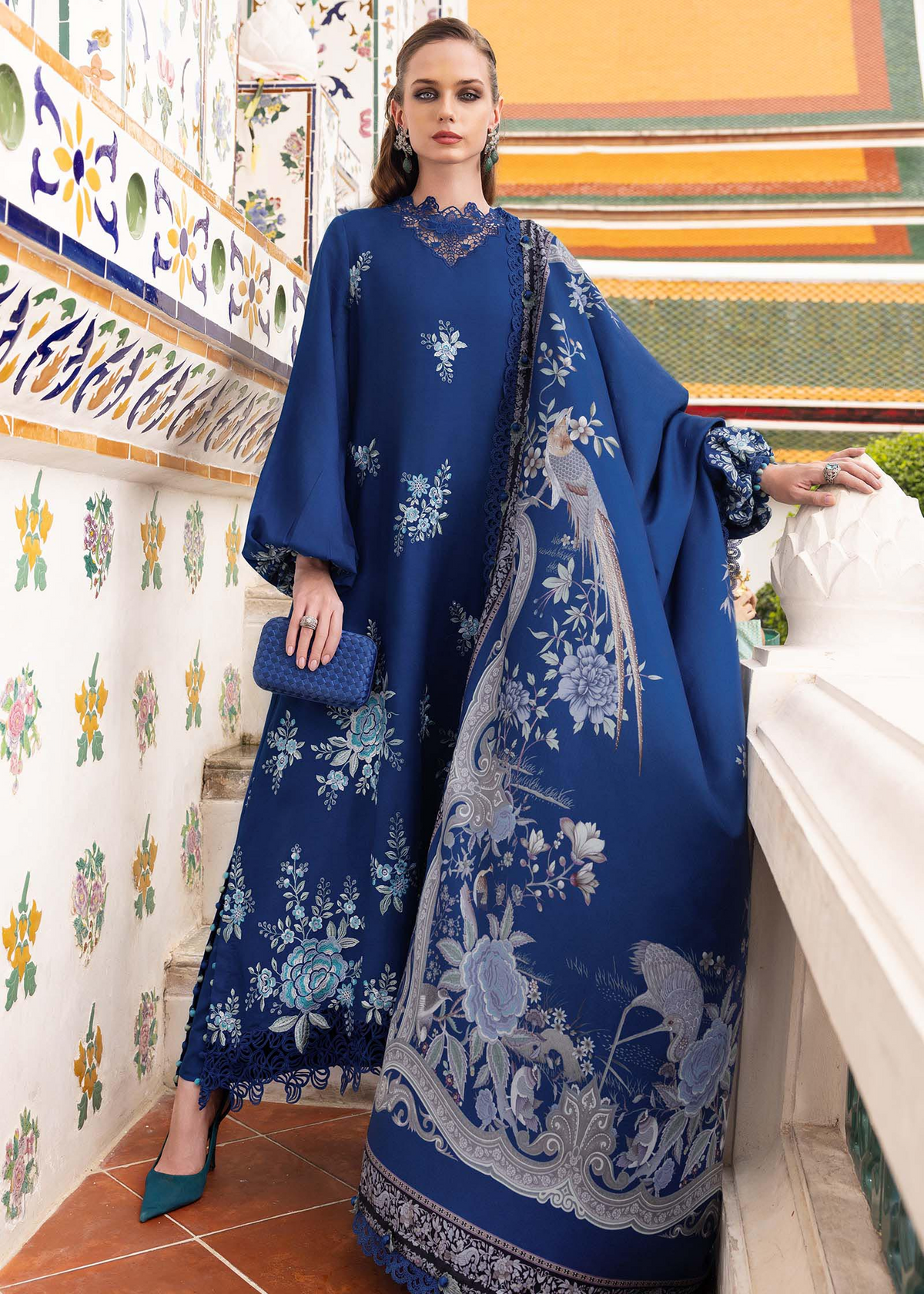 3 Piece Unstitched Embroidered Twill Linen Suit | MPT-2808-B