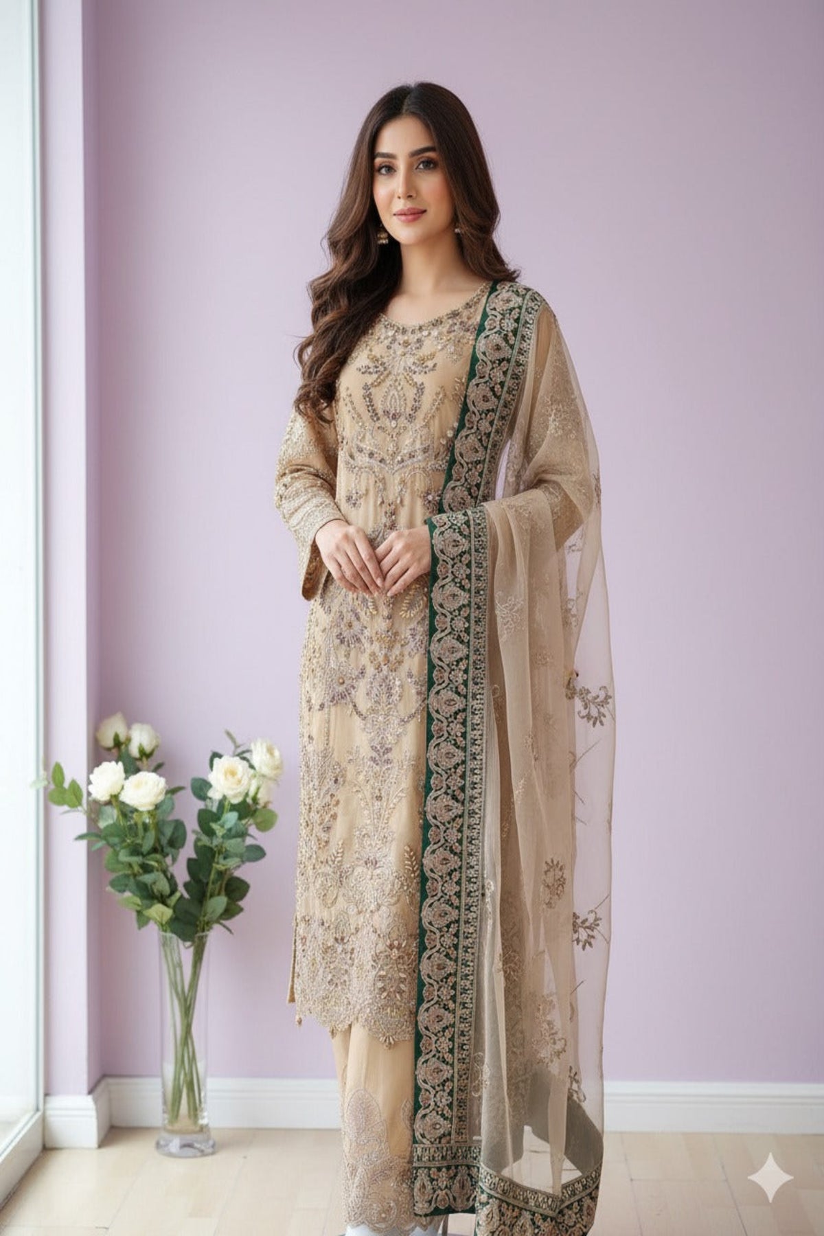 Nur-e-Zehra Embroidered Organza Three-Piece Suit