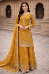 Sha Zaib Readymade Chiffon Shararah Suit