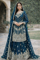Sha Zaib Readymade Chiffon Shararah Suit