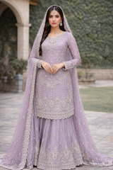 Sha Zaib Readymade Chiffon Shararah Suit